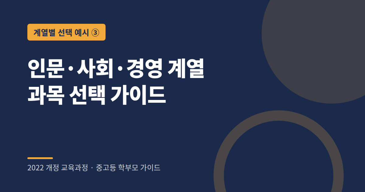 인문·사회·경영 계열 희망 학생의 고등학교 선택과목 예시