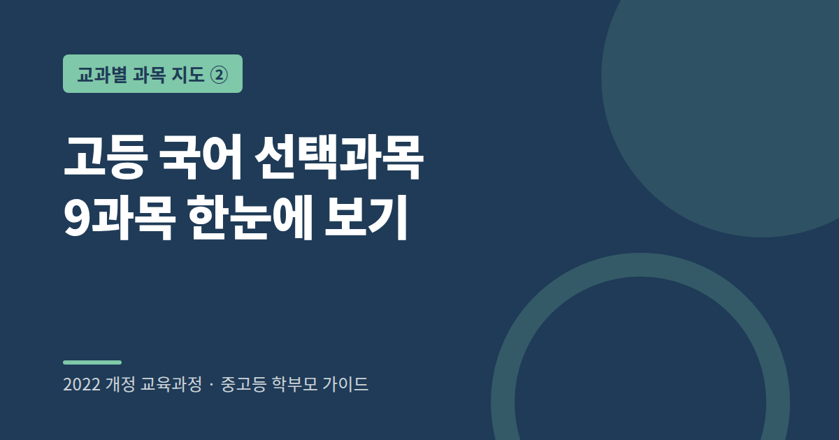2022 개정 교육과정 고등 국어 선택과목 구성