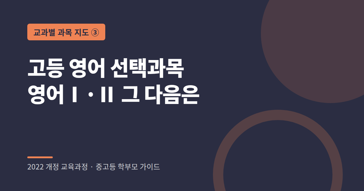 2022 개정 교육과정 고등 영어 선택과목 구성