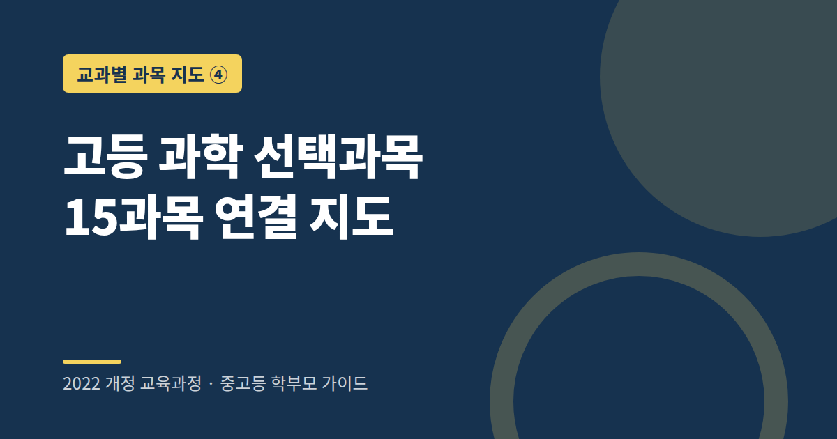 2022 개정 교육과정 고등 과학 선택과목 구성
